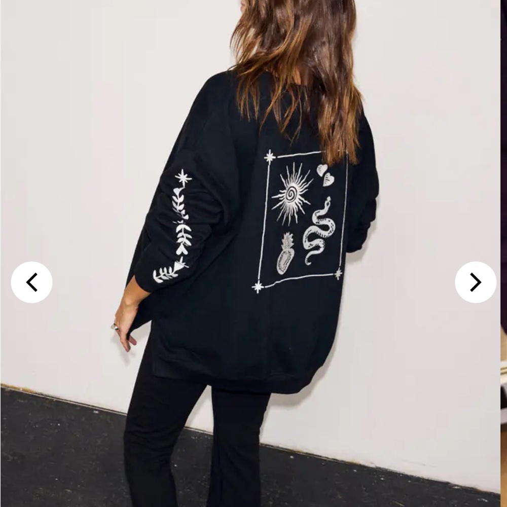 Never Fully Dressed Black Crewneck Sweater with Ecru Embroidery - Picture 4 of 6